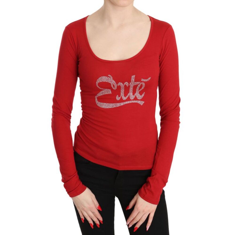 Exte Red Exte Crystal Embellished Long Sleeve Top Women's Blouse